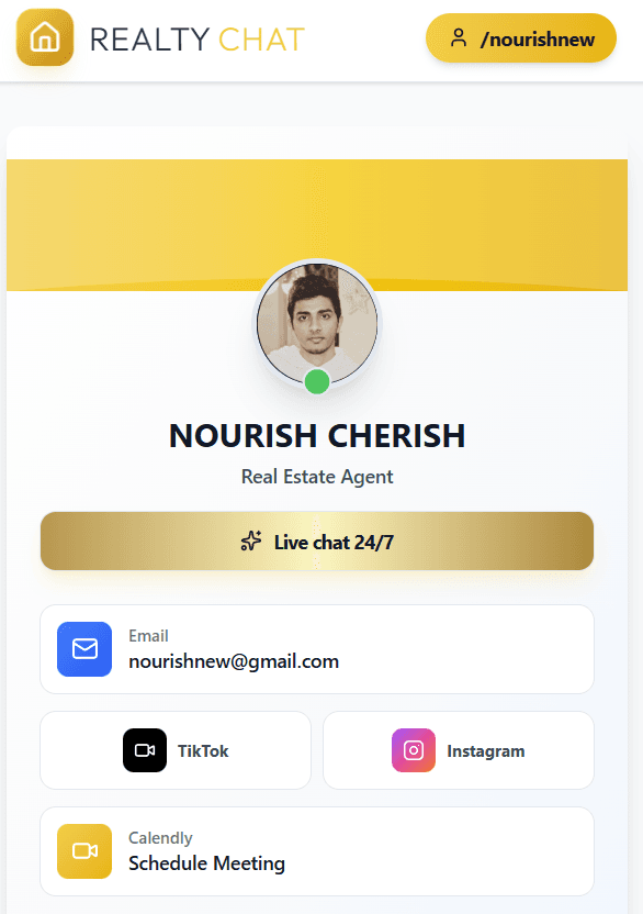 The RealtyChat Master Link containing all your listings and contact profiles.